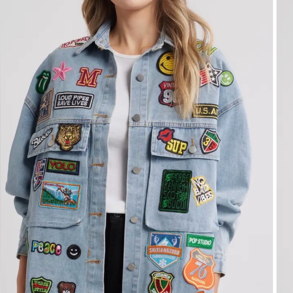 BNNU Nikki Lund Thora patch embroidered Denim jacket